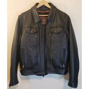First Manufacturing Womens Utility Cruising Black Leather Motorcycle Jacket LG
